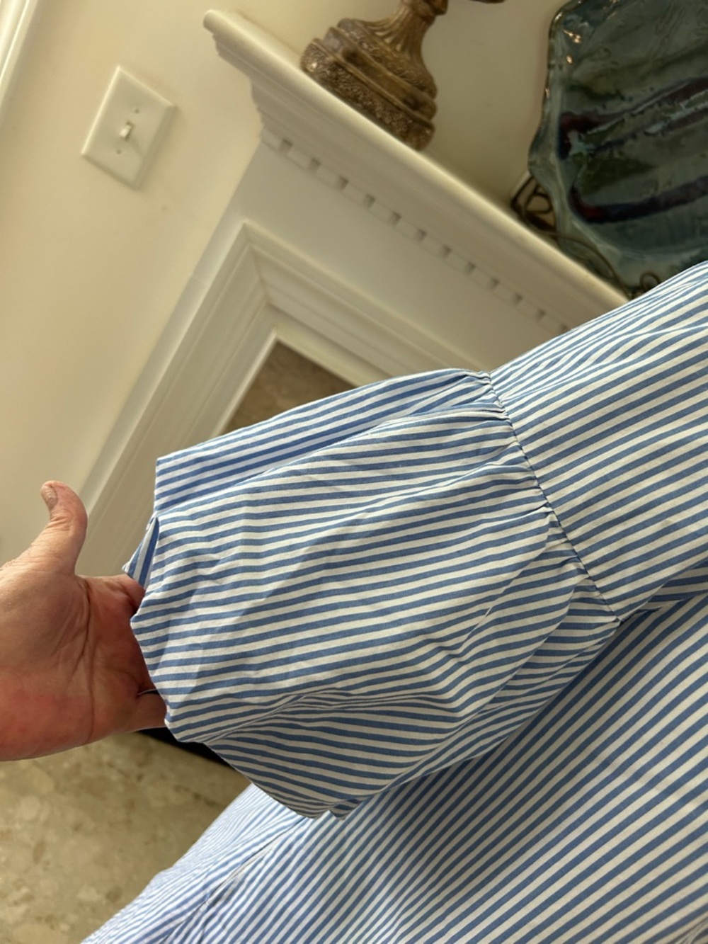 Crosby Blue and White Striped Puff-Sleeve Dress - Picture 3 of 9